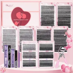 Eyelash Extensions Kit, 1 Box DIY Cluster Lashes & Individual False Eyelashes & Eyelash Glue & Tweezers & Lash Culer & Eyelash Remover, Professional Eye Makeup Tool, Cosmetic