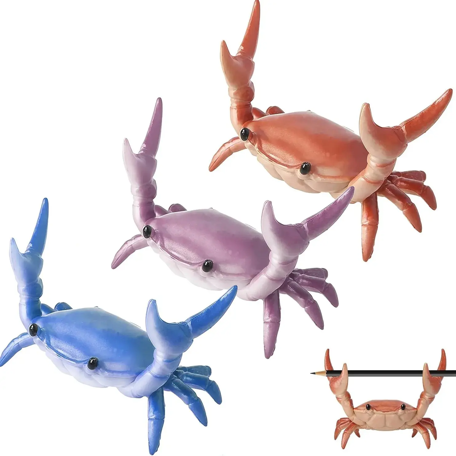 3PCS Desk Crab Pen Holder, Creative Weightlifting Crab Desk Organizer, Cute Office Desk Accessories, Corporate Work Desk Accessories, Home&School Decor Desk Decor, Office Stationery Supplies, Desk Setup