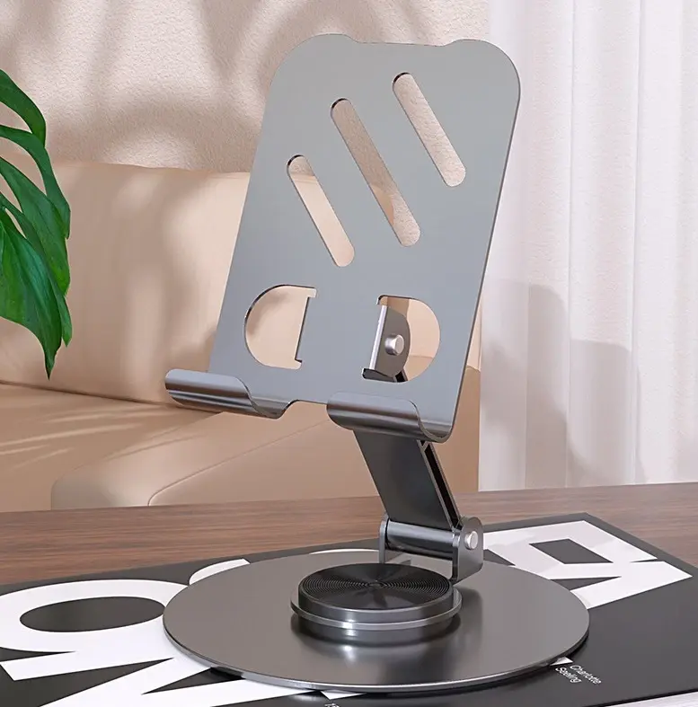 Metal Live Streaming Phone Stand – 360° Rotatable, Adjustable & Foldable Desktop