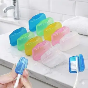 Reusable Travel Toothbrush Head Covers, Dustproof Toothbrush Holders, Anti-Dust Anti-Bacterial Portable Case for Storage, Waterproof Easy-Clean Design, Home Camping Outdoor Use, Multi-Pack Brush Protector Accessories, Bathroom Accessory
