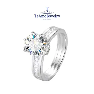 【Buy 1 get 1 Bracelet】【RM-213】S925 Noble Princess Moissanite Ring, 1-3ct Round Shape Simple Fashion Accessories for Daily Wear Party Holiday, Gift for Family & Friends