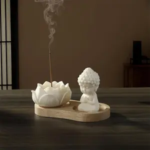 Lotus Design Incense Burner,  1 Set  Wooden Meditation Incense Holder, Home Decor Supplies for Living Room Bedroom