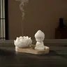 Buddha & Lotus Incense Burner, Bakhoor Burner, 1 Set Wooden Meditation Decorative Incense Holder, Home Decor Supplies for Living Room & Bedroom, Home Fragrance Decor