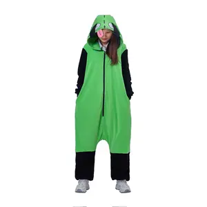 Invader Zim Cosplay Onesie Pajamas Green Halloween Costume Mens Women Hooded Christmas Sleepwear