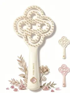 SIMETRA 12° Scalp Hugging Detangling Wet Brush, Hair Brush with Natural Crystal Inlay, 3D Clover Hollow Massage Comb for Volumizing Flat Hair & Frizz Control