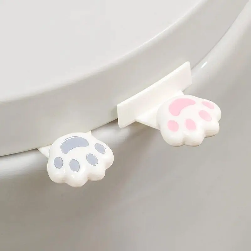 Cat Paw Toilet Seat Raiser - Hands-Free Sanitary Lift, Reusable Adhesive Sticker for Bathroom (2 Pack)