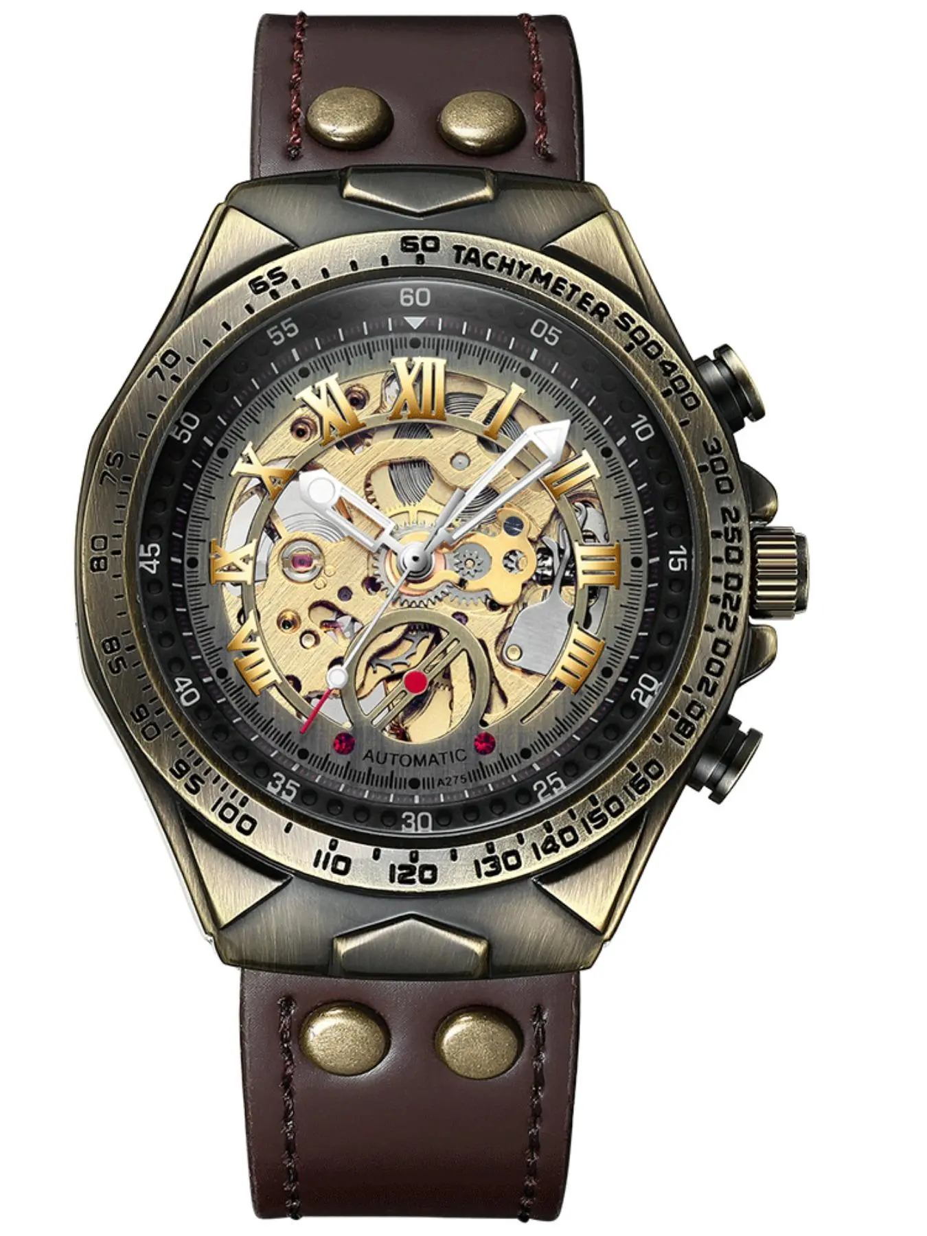Men's Vintage Skeleton Mechanical Watch, Automatic Watches, Fashion Waterproof Watch for Party, Daily Decor, Trendy All-match & Exquisite Watch for Birthday Gift with Box