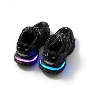 Black LED Glow Chunky Casual Basketball Sneakers - Streetwear Style