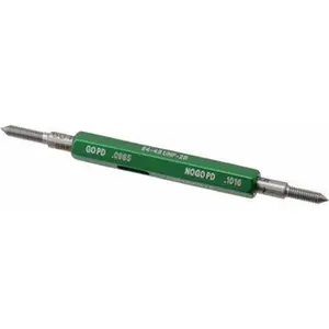 GF Gage Plug Thread Gage - #4-48 Thread, 2B Class, Double End Go & No Go, 0.0985" Go Pitch Dia, 0.1016" No Go Pitch Dia, Handle Included, All Seasons, W0112482BS