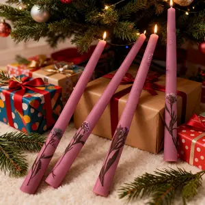 4-pack printed soy wax pillar candles, 7-hour burn time, embossed design, random patterns, home decoration, creates a dinner atmosphere, suitable for Christmas, Valentine's Day, weddings, and birthday gifts, as well as for gifting,  mirabel candle holder