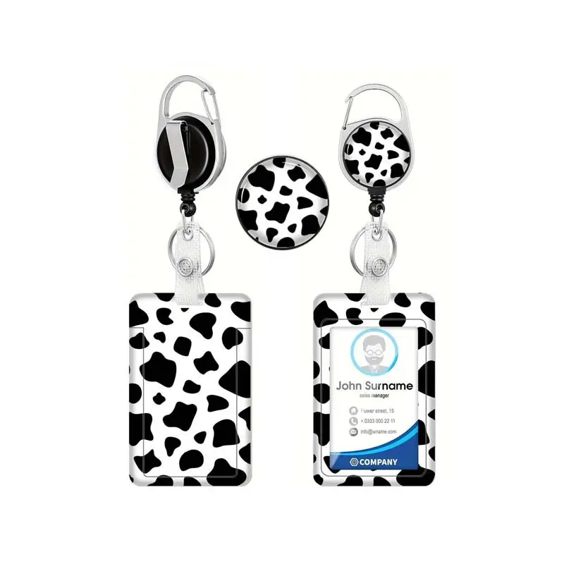 Leopard Print Fashion Stretch Lanyard Buckle, Multifunctional ID Card Holder, Portable Keychain, Casual Style for Office, School, Travel, Lanyard for ID Badge