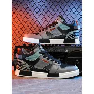 Men's Fashionable Patchwork High Top Sneakers, Casual Comfortable Sports Shoes for Outdoor Activities, Trendy All-match Sneakers for Daily Wear, Fashion Athletic Sneaker(Sheets)