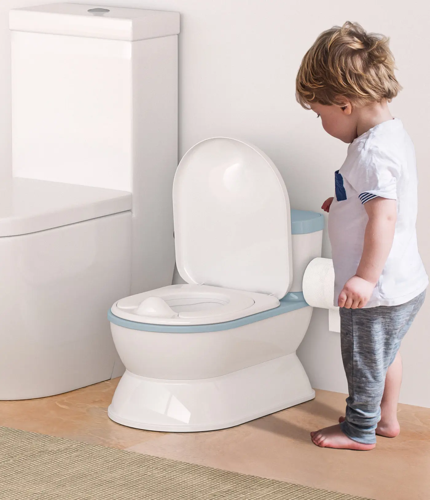 Real Flip - Top Lid Toddler Potty, with Wipes Storage, Flushing Sounds & Toilet Paper Holder, Easy to Clean, Fun Baby Potty Chair
