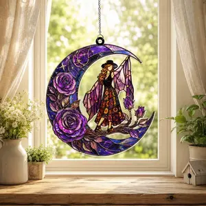 Stevie Nicks Moon Acrylic Suncatcher, Mystical Witchy Decor, Music Band Fan Gift