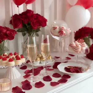 500-Pack Silk Rose Petals Confetti Burgundy Round Design - Decorative Table Scatters