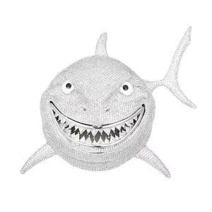 ⑥⑦SPACEICE Iced Out CZ Big White Shark Pendant,Hip-hop style,rapper jewelry