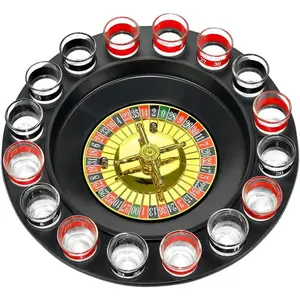 Glass Roulette Drinking Game Set - Casino Style Drinking Game with 2 Balls and 16 Glasses, Fun Adult Party Game for Bars Home Parties Gatherings