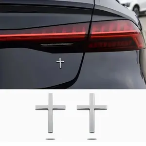 Christian Cross Sticker, Chrome Plated Embossed, Zinc Alloy, 3D Waterproof Reflective, for Cars, Motorcycles, Suvs, Fridges, Laptops