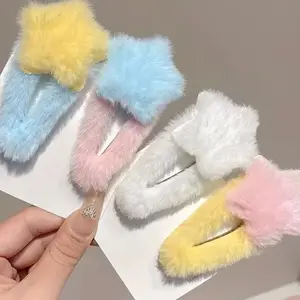 Set 2 plush star hair clips