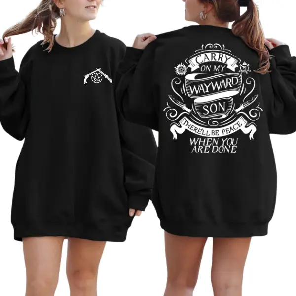 Carry On My Wayward S0n Supernatur4l Tshirt – Winch3ster Brothers Inspired Pullover for True Fans, Cozy Cotton Fit Womenswear Hoodie Tops Pocket Sweatshirts