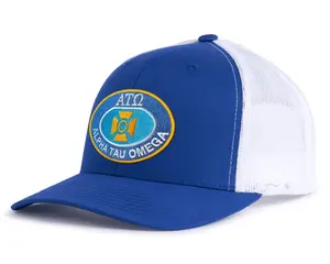 ALPHA TAU OMEGA 6-Panel Curved Bill Trucker Snapback Hat with Mesh Back