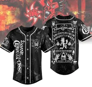 ICP Inspired 3D Baseball Jersey – Horror Rap Band Fan Button Up Shirt, Dark Carnival Style Concert Apparel