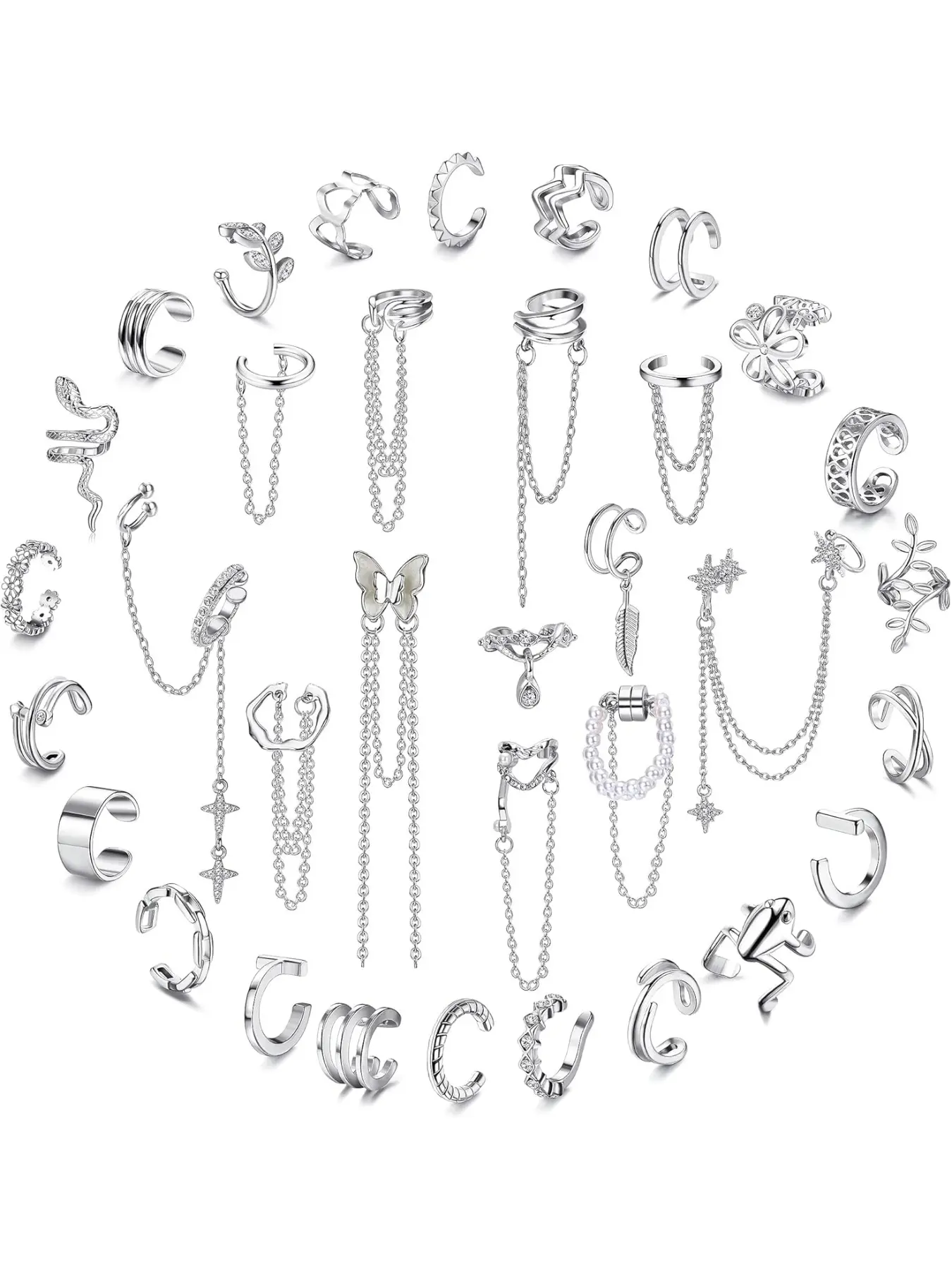 Earrings Set for Women Adjustable Fake Earring Cuffs Non Piercing Earring Set, Chain Earrings, Ear Jewelry Set, Dainty Fashion Jewelry