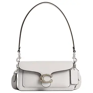 Coach Tabby 20 Small Leather Top-Handle Crossbody Bag for Women, Pink and White