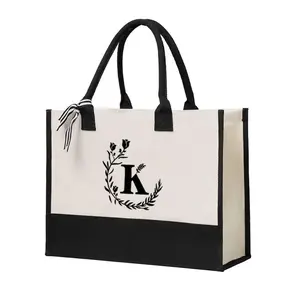Floral Wreath Letter K Monogram Tote Bag for Everyday Use Stylish and Durable EcoFriendly Shopping Bag Casual Handbag for Women Ideal Birthday Christmas Mother is Day Gift Idea Practical and Elegant Accessory Eco Friendly Totes