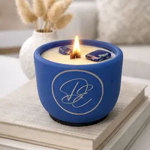 Ashes on the Tide 7 oz Soy Wax Candle with Natural Wood Wick - Deep Sea Air & Jasmine Scent for Relaxation & Coastal Calm Decor
