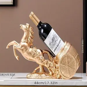Elegant Golden Horse Design Wine Rack - Lightweight, Luxury Desktop Storage Organizer with Bottle Holder, Perfect for Home Living Room or Kitchen Decor, Wine Decor