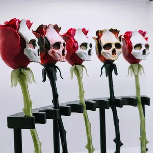 Skull Rose: Single Stem | Gothic Skull Flower Decor | Dark Romance Gift | Handcrafted Skull Art