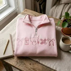 [Tone On Tone] Custom Embroidered Nurse Quarter Zip Sweatshirt, Nurse Sweatshirt, Bella Canvas Sweatshirt, Medical Assistant Sweatshirt