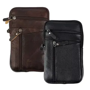 Men's Leather Fashion Phone Pouch Belt Bag Shoulder Crossbody Waist Pack Handbag - Versatile Design for Everyday Use