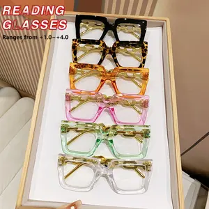 6 Pairs Large Frame Reading Glasses, Reading Eyeglasses, High Quality Eyewear, Fashionable High-Definition Lenses, Comfortable Portable Women's Magnifying Glasses, Daily Office Essential