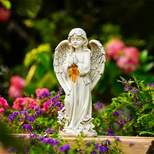 White Angel Religious Prayer Statue with Warm Light - Home Decor, Garden Ornament, Baptism Gift for Spiritual Ambiance #GLOBAL PICKS Home Supplies