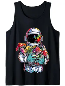 [Astronaut Art Tank] EDM DJ Festival Outfit Men And Women Trippy Astronaut Art EDM Mushroom Psychedelic Rave Fun Canadian Fashion Graphic Tank Top Soft Unisex Tank Top Affordable Everyday Wear Great Gift for Him H2026 Summer Unisex Vest/Fitness Casual Pri