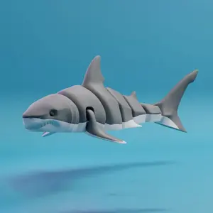3D Printed Flexible Joint Small Animal Toy, Realistic Shark Orca Display Stand, Pla Material, Made in China