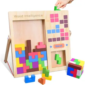 Wooden Puzzles for Kids Ages 3+ Thick Colorful 3D Russian Blocks and Brain Teaser Tangram Jigsaw STEM Intelligence Toys Educational Gift wooden puzzle
