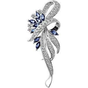 Created Crystal Brooch Fancy Vintage Style Flower Brooch Pin for Women, girls, ladies with Blue/Purple Created Crystal| Vintage Fashion| Brooches and Pins for Women| Ladies Jewelry