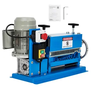 Electric Wire Stripping Machine 370W – 10 Channel, High-Speed 98ft/min, Wide Range 0.06"-1.5", Transparent Guard, Emergency Stop, Quick Adjustment for Copper Cable Recycling