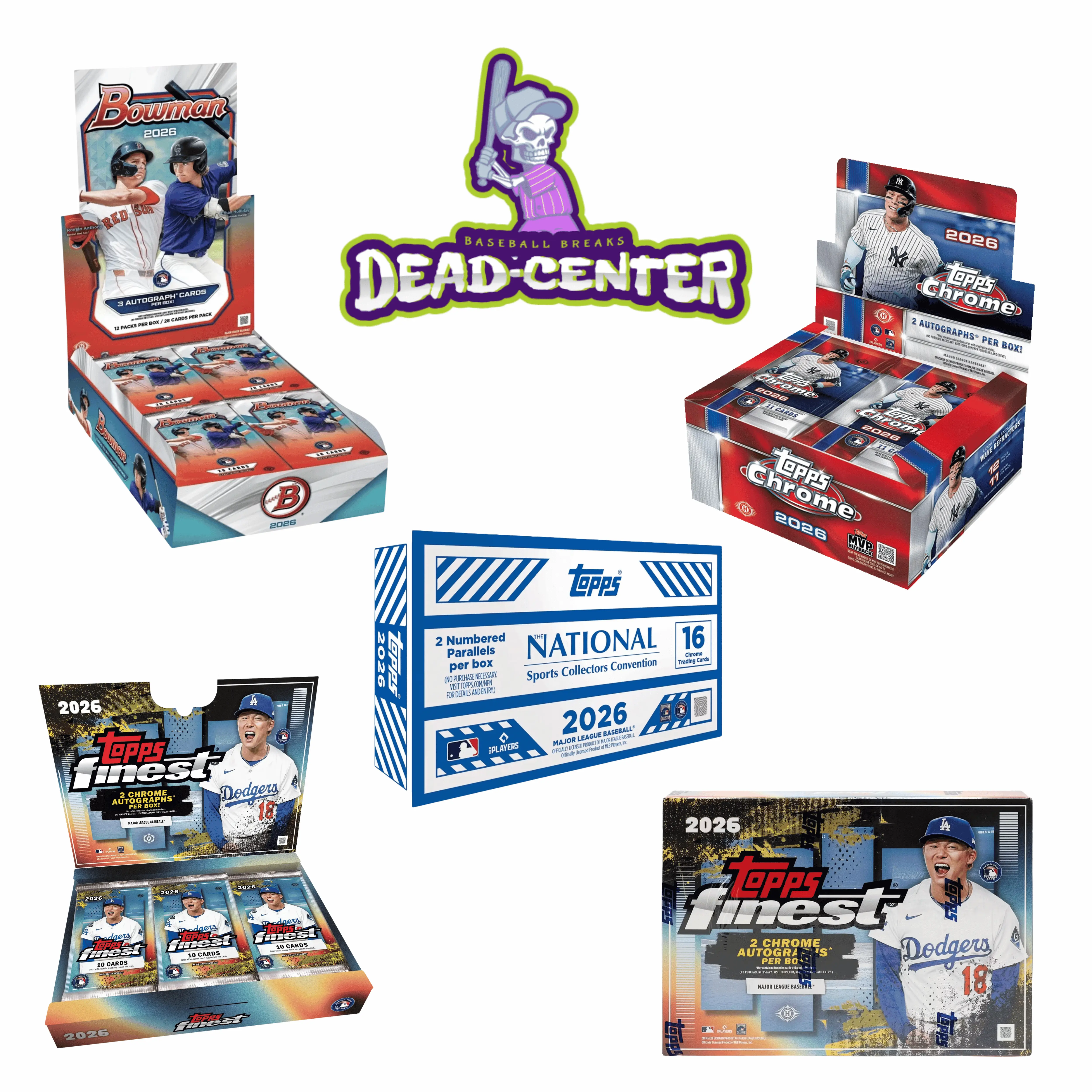 8/6 Break 1 Pick Your Team Break (1 Box 26' Topps National Baseball Box, 1 Box 26' Topps Finest, 1 Box 26 Topps Finest Breakers Delight, 1 Box 26' Bowman Jumbo & 1 Box 26' Topps Chrome Jumbo)