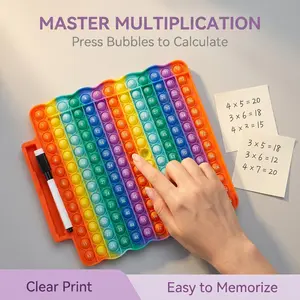 KIDGENIUS Calming Math Fidget Toy for Kids, POP Fidget Math Flash Cards & Magnetic Board, Sensory Math Learning Games for 1st-6th Grade, Multiplication Table Chart, Addition Subtraction Division Learning Blocks & Educational Materials