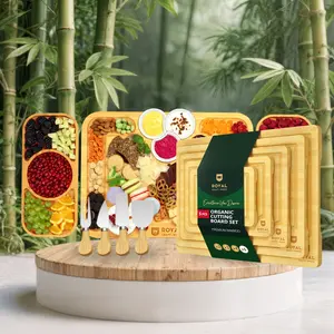 [28] Cheese Board with Side Trays & Cutting Board Set of 5