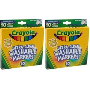 Crayola Ultraclean Broadline Classic Washable Markers (10 Count), (Pack of 2)