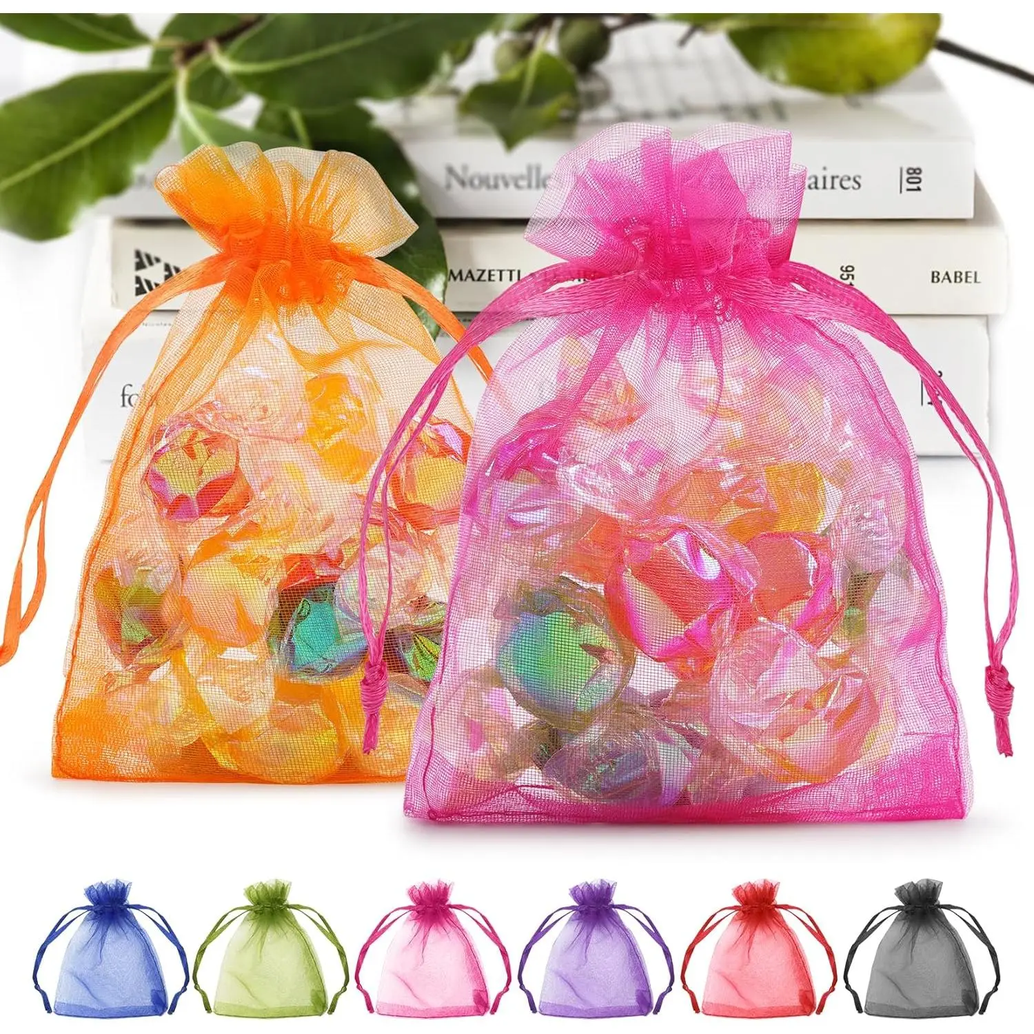 50 Pack Multicolor Organza Bags 3x4 Inch, Mini  Bags for Easter Gifts, Mother's Day,  Bag Drawstring, Small Candy Bag Little Mesh Bag for Party Wedding