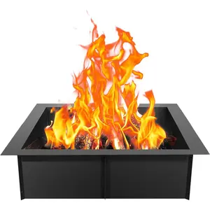 VEVOR Fire Pit Ring, 42x42 in Outer/36x36 in Inner Diameter, 10inch Height Square Fire Pit Insert, Heavy Duty Carbon Steel Liner DIY Campfire Ring Above or In-Ground, for Outdoor Camping, Bonfires