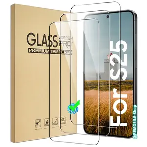 3 Pack Glass Screen Protector for Galaxy S25 S24 S23 S22 S21, Fingerprint Unlock, HD Clear Case Friendly Anti-Scratch Protective, Full Coverage Tempered Glass Screen Protector for Galaxy S25 FE Accessories