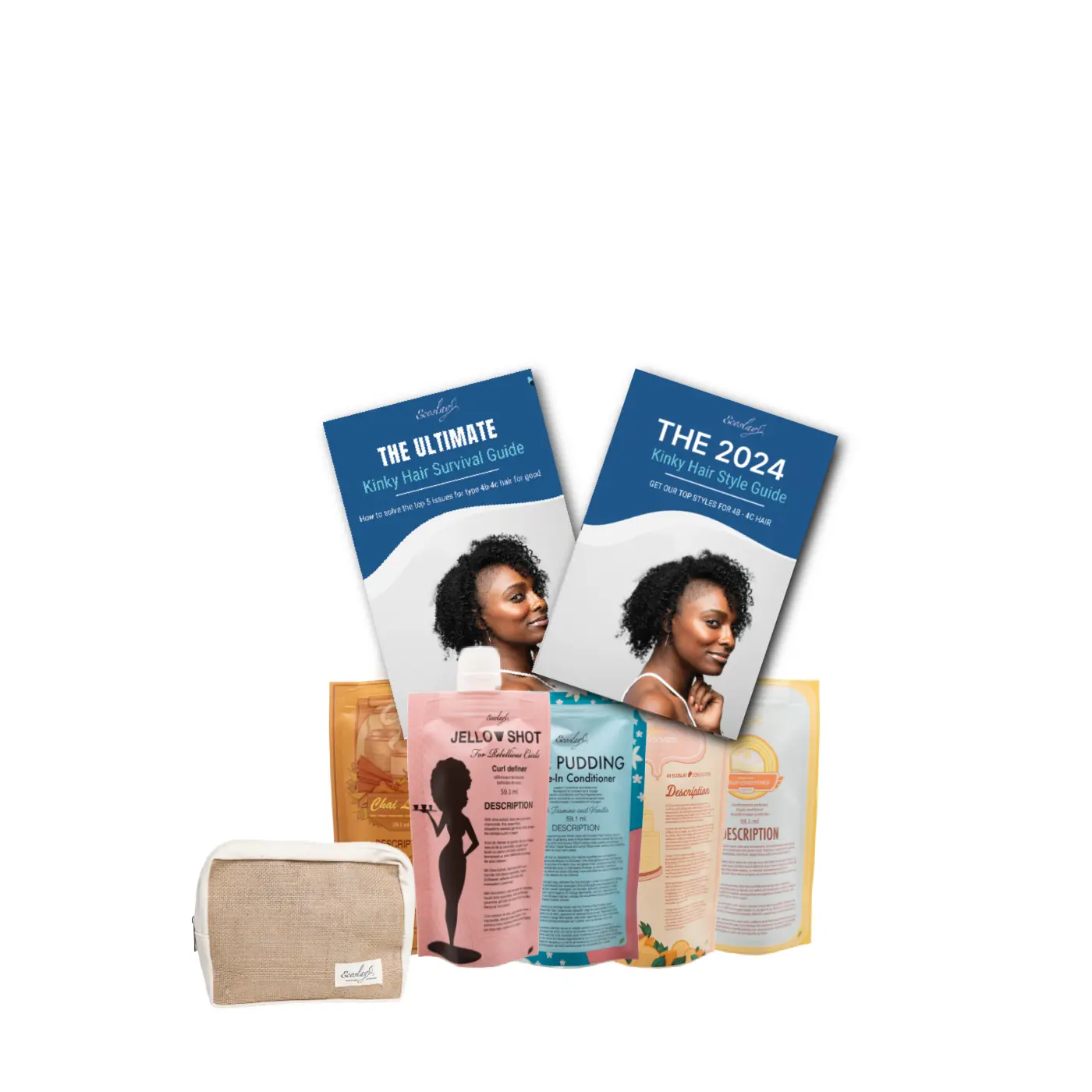 Ecoslay Kinky Essentials Sample Set – Wash Day Kit for Kinky Hair with Styling & Moisture Staples Gel Haircare