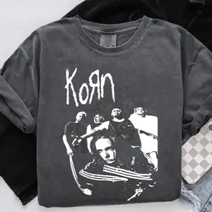 Comfort Colors, Korn Vintage Band T-Shirt, 90s Rock Graphic Tee, Oversized Grunge Streetwear Top, Metal Music Shirt for Men Women Unisex